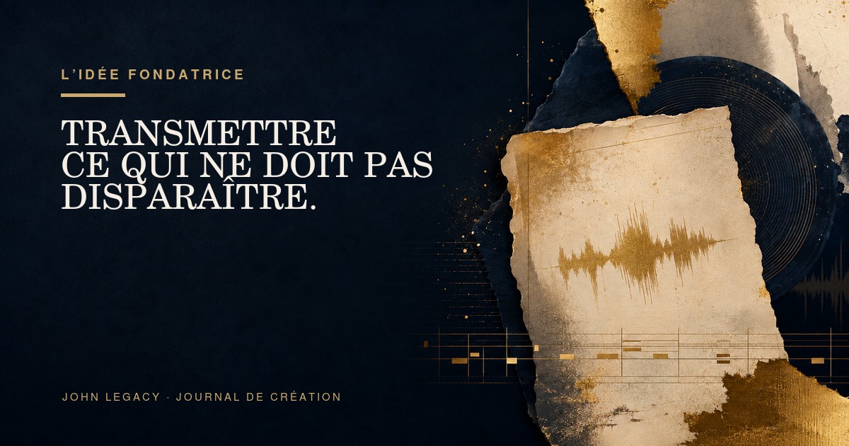 L’idée fondatrice — Transmettre ce qui ne doit pas disparaître