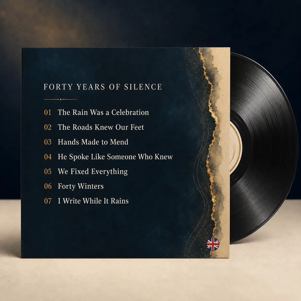 Verso du vinyle anglais avec la liste des titres