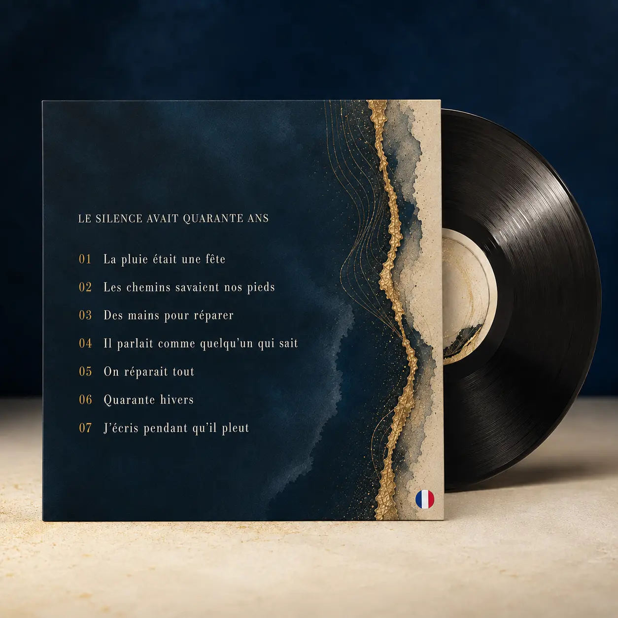 Verso du vinyle français avec la liste des titres