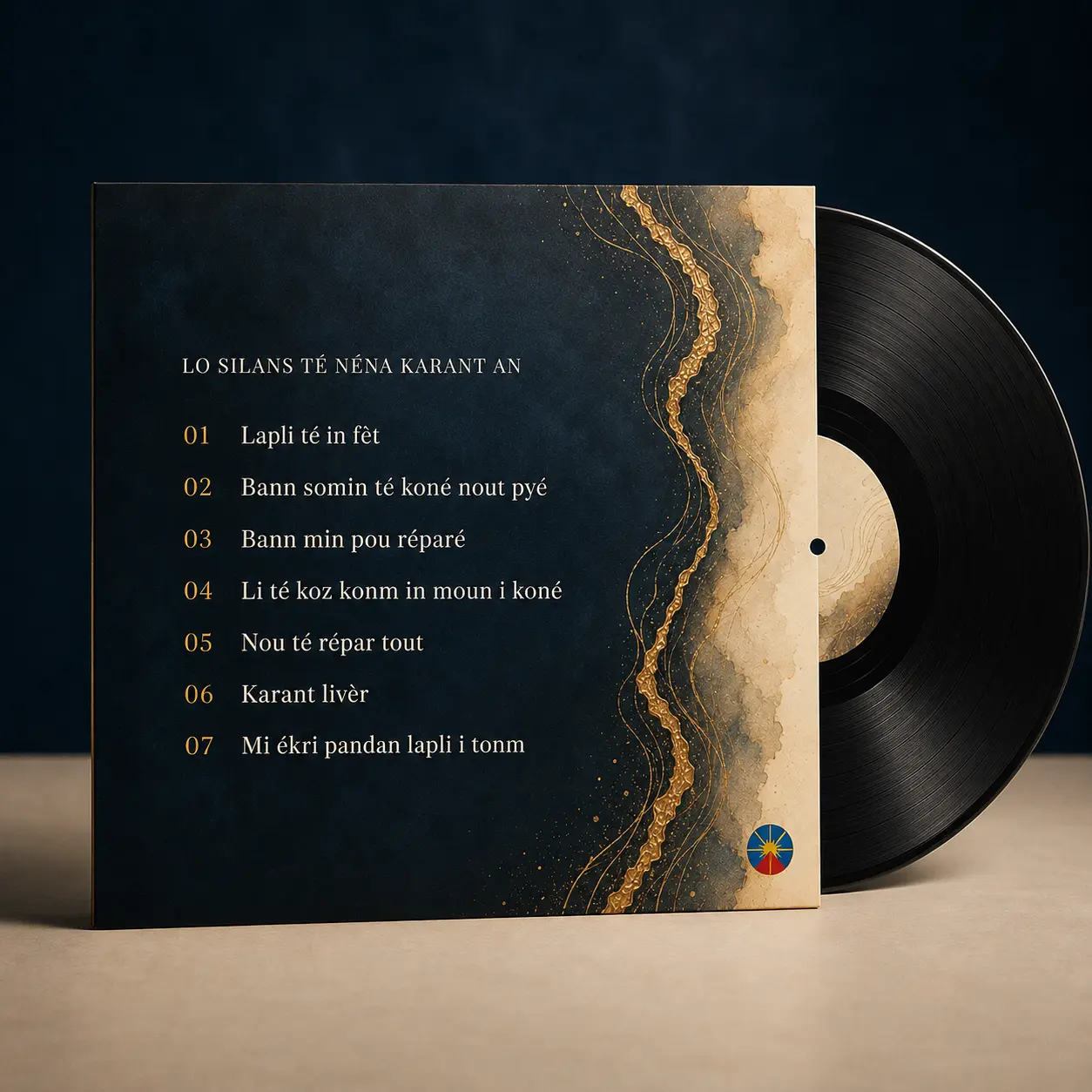 Verso du vinyle créole réunionnais avec la liste des titres